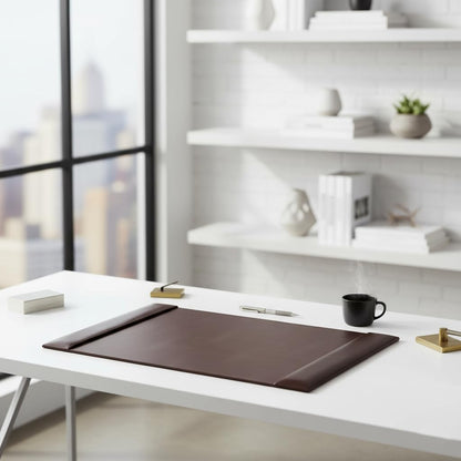 DACASSO Bonded Leather Desk Pad with Side Rails - Luxury Leather Desk Blotter for Writing - Padded Executive Desk Surface Protector - ( Burgundy, 30” x 18”)
