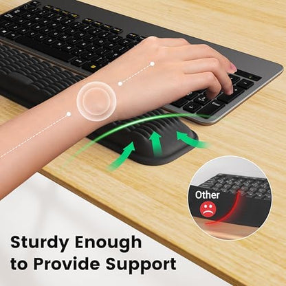MEKASS Ergonomic Wrist Rest for Keyboard and Mouse, Soft Memory Foam Keyboard Wrist Rest Set with Non-Slip Silicone Base, Easy Typing, Pain Relief, Comfort for Office, Work, Gaming (Classic Black)