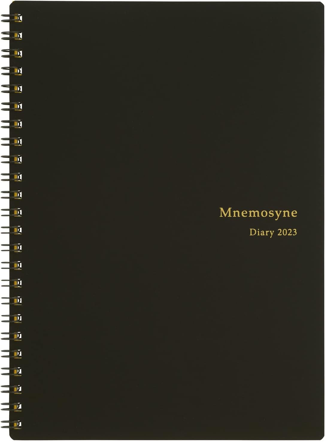 Maruman Mnemosyne Lined Notebook- Vertical A5, 5.83" x 8.27", 70 Sheets / 140 Pages, 7mm College Ruled With Center Line Journal, Perforated Pages & Wire-Bound to Lay Flat, Black, Made in Japan - Colors B