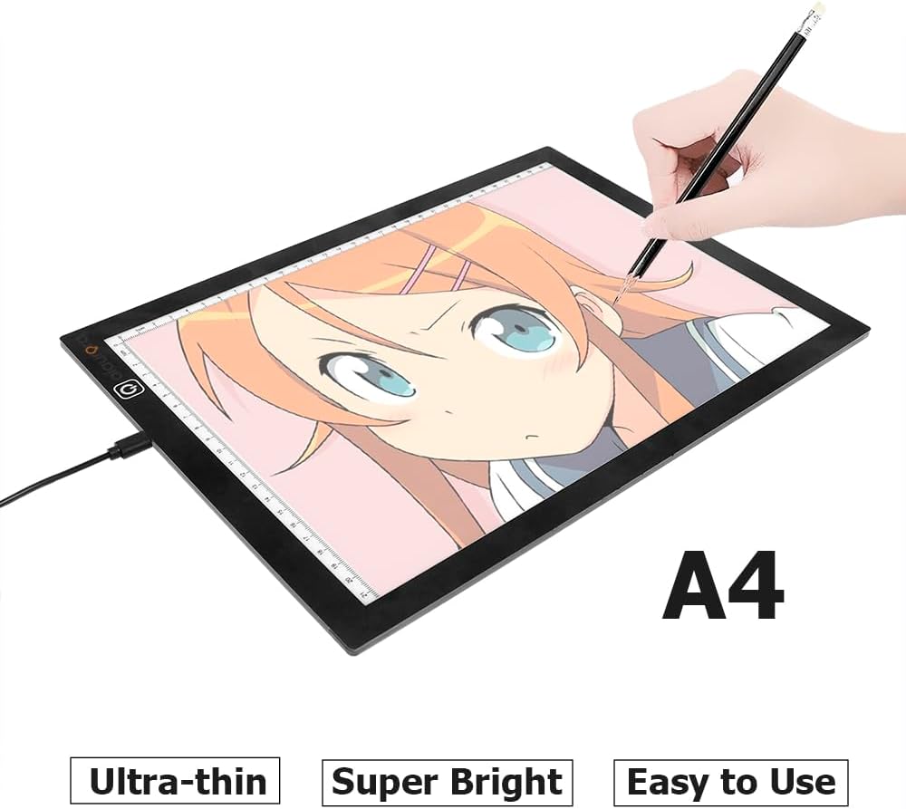 AIAURORA A4 LED Copy Board Light Tracing Drawing Board, Ultra-Thin Adjustable USB Power Art Craft LED Trace Light Pad for Tattoo Drawing, Diamond Painting, Streaming, Animation, Stenciling (A4)