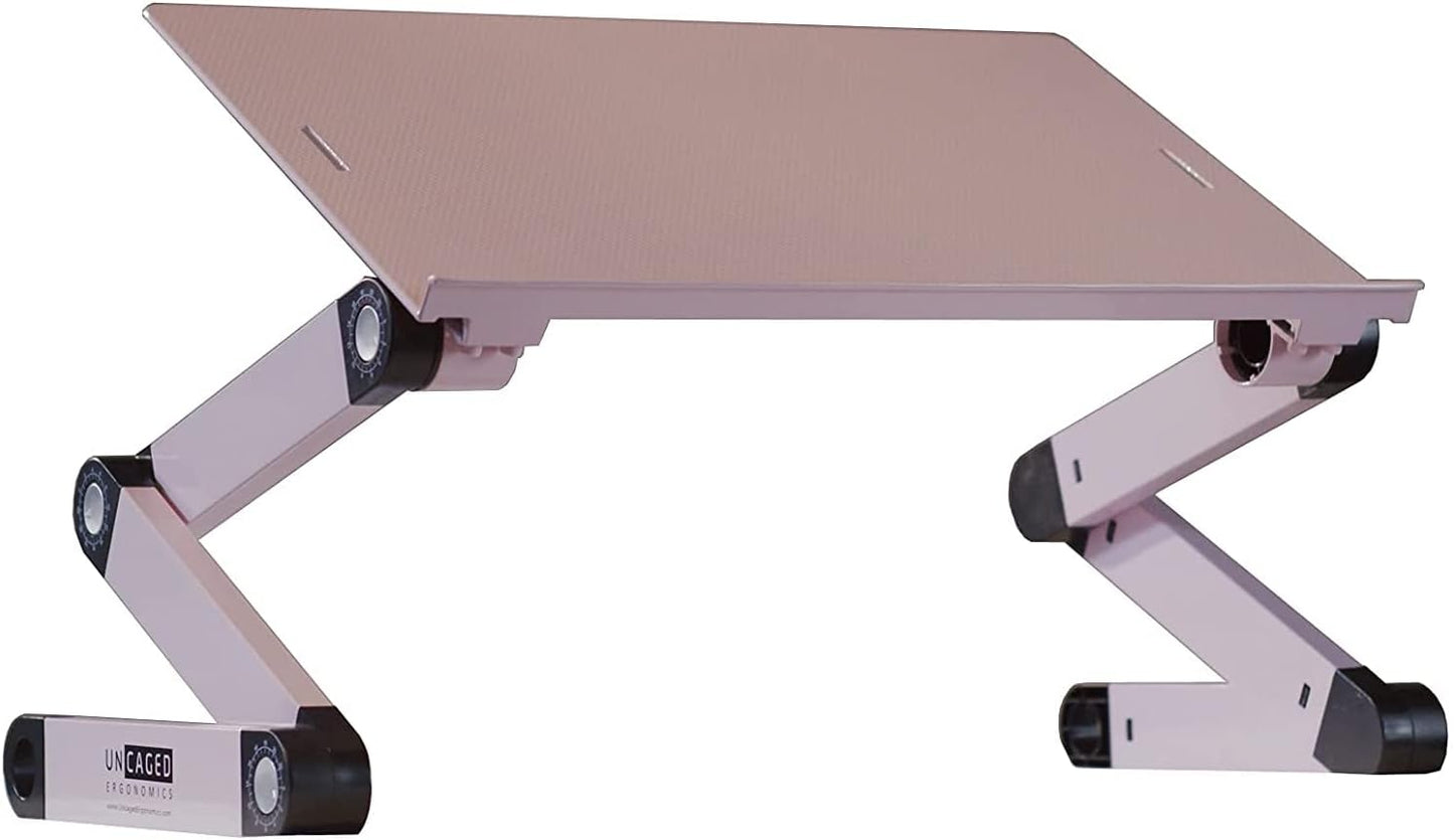 WorkEZ Adjustable Laptop Stand for Desk, Portable Laptop Stand Adjustable Height, Foldable Cooling Computer Holder Riser for Desk, Black