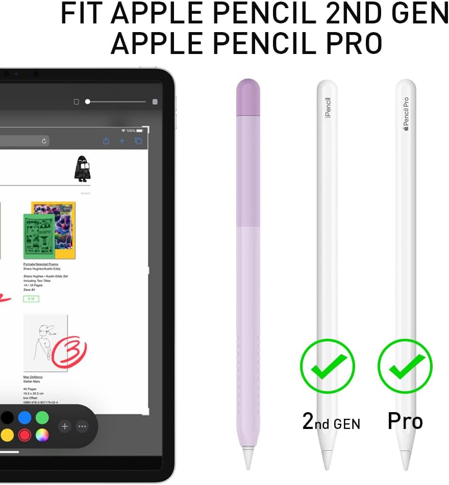 Delidigi for Apple Pencil Pro Case (2024) & Apple Pencil 2nd Generation Sleeve,Soft Silicone Grip Cover,Magnetic Charging Compatible,Double Tap Support,Gradient Color Design