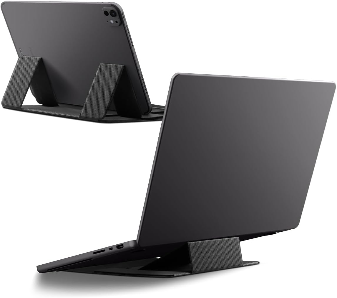 Spigen Slim Fold Portable Laptop Stand Keyboard Riser Foldable Ergonomic Angle Lift Anti-Slip Compatible with MacBook Neo, MacBook Air, MacBook Pro 11"-16" and iPad/Air/Pro and More - Black (LD201-S4)