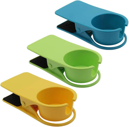 Jiozermi Drinking Cup Holder Clip, Desk Drink Holder Clip Adirondack Chair Cup Holder with Clip Cup Clip Holder for Water Drink Beverage Soda Coffee Mug(Blue)