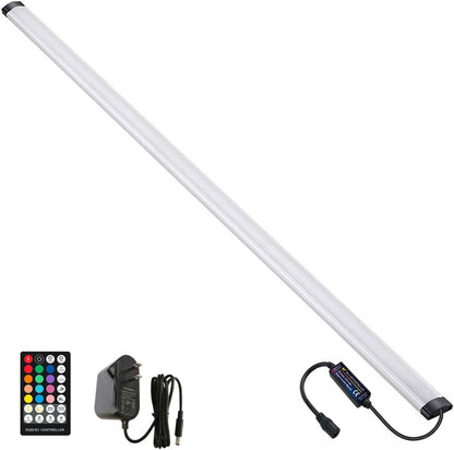 Dimmable Under Cabinet Lighting, RGB LED Light Bar, RF Remote Control Lamp, Multicolor Under Counter Lights for Desk, Room, Cupboard, Hallway, Shelf, Closet (24 Inch)