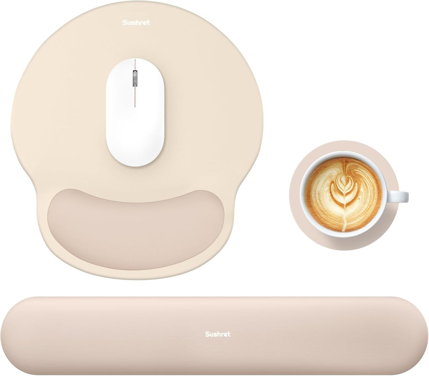 Sushret Mouse Pad and Keyboard Wrist Rest, 3-in-1 Gel Memory Foam Ergonomic Mouse Pad with Wrist Rest Set,Gaming Mousepad Arm Cushion Support for Computer Office Desk Accessories Cute Setup,Sage Green