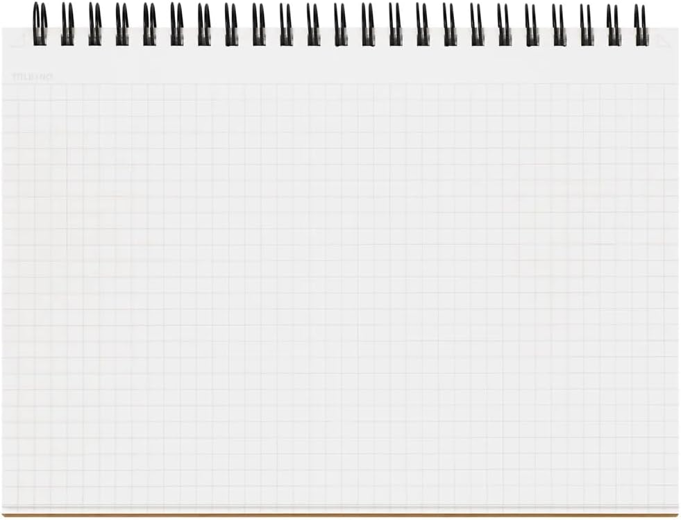Maruman Mnemosyne Grid Notebook- Horizontal A4 Layout, 8.27" x 11.69", 70 Sheets / 140 Pages, 5mm Graph Paper Journal, Perforated Pages & Wire-Bound to Lay Flat, Black, Made in Japan