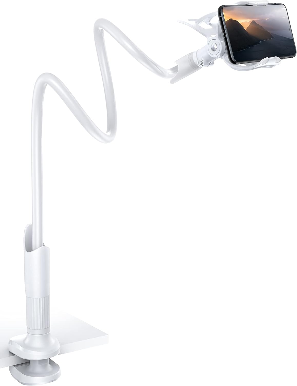 Lamicall Gooseneck Phone Holder for Bed - Cell Phone Mount Clamp Clip, Flexible Long Arm, Overhead Mount for Desk Headboard Bedside, Gifts for iPhone Air 17 Pro Max, 16 15 14 Pro Max and 4-7" Phone