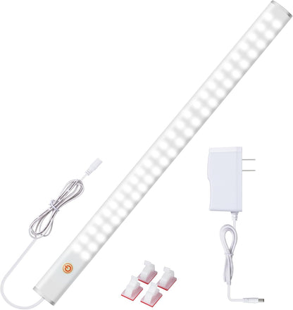 JUSJUBR 12-Inch Slim LED Under Cabinet Light with Memory Function, Warm White 3000K Dimmable USB Light Bar for Rooms