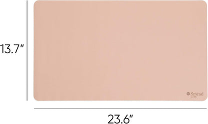 Smead Desk Pad, Vegan Leather Desk Mat with Non-Slip Faux Suede Backing, Perfect Desk Organizer for Office Decor, 31.5” x 15.7” Medium, Sandstone (64831)