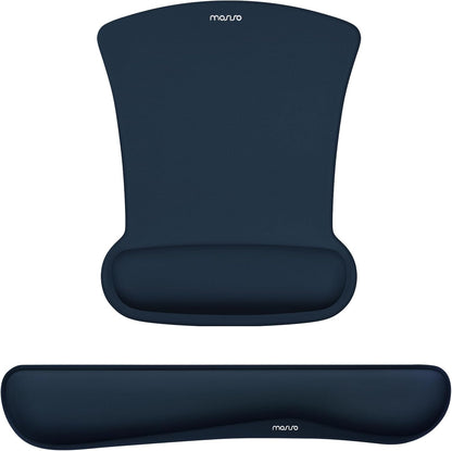 MOSISO Wrist Rest Support for Mouse Pad & Keyboard Set, Ergonomic Mousepad Non-Slip Base Home/Office Pain Relief & Easy Typing Cushion with Neoprene Cloth & Raised Memory Foam, Black