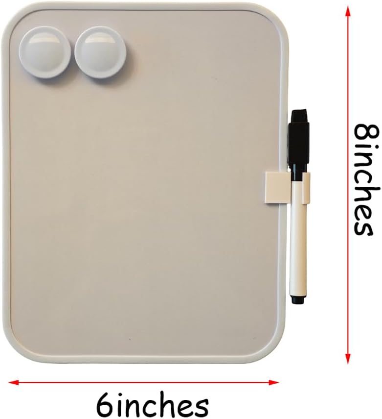 Small Dry Erase Board，Fridge Whiteboard，6" X 8" with Dry Erase Markers Magnetic and 2 Magnets，Mini Whiteboard for Office Door，School Lockers（White）