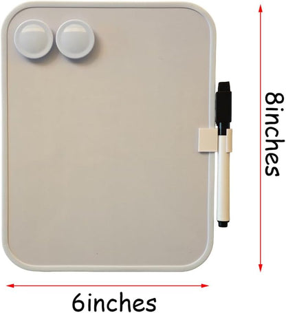 Small Dry Erase Board，Fridge Whiteboard，6" X 8" with Dry Erase Markers Magnetic and 2 Magnets，Mini Whiteboard for Office Door，School Lockers（White）