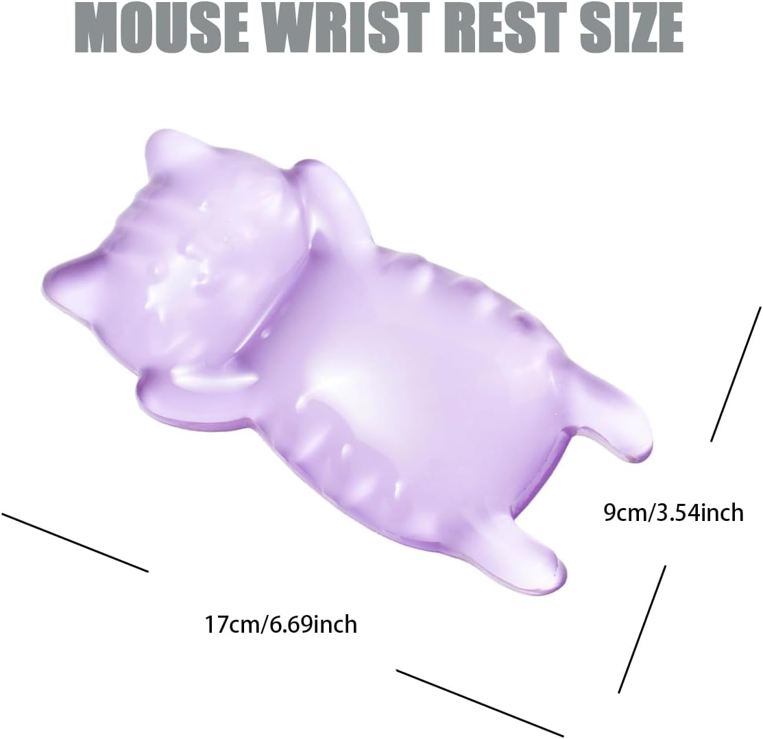 Ergonomic Gel Mouse Wrist Rest – Clear Cute Cat Mouse Wrist Rest, Comfort & Support for Typing and Gaming (Pink)