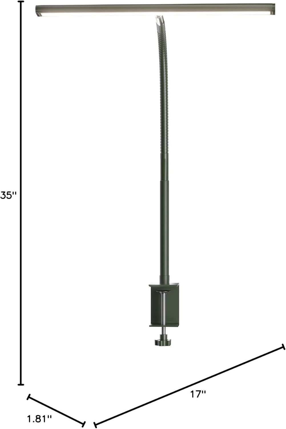 Airlonv LED Desk Lamp for Office Home, Eye-Caring Desk Light with Stepless Dimming Adjustable Flexible Gooseneck, 10W USB Adapter Desk Lamp with Clamp for Reading, Study, Workbench (Black)