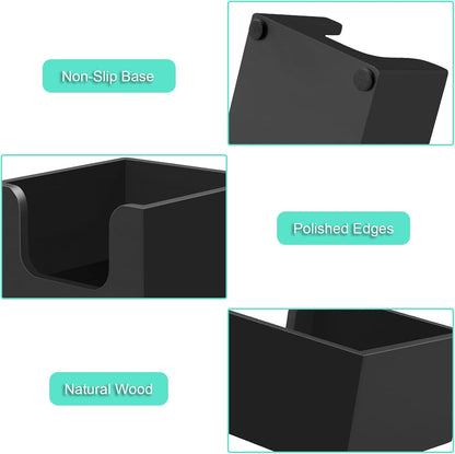 Bivvclaz Wood Sticky Note Holder, 3 x 3 Inch Post It Note Dispenser for Office Desk Accessories, Self Stick Note Pad Holder, Memo Pad Holder Dispenser Organizer for School Office Desk Supplies, Black