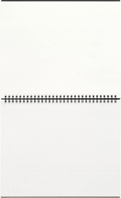 Maruman Mnemosyne Lined Notebook- Vertical A5, 5.83" x 8.27", 70 Sheets / 140 Pages, 7mm College Ruled With Center Line Journal, Perforated Pages & Wire-Bound to Lay Flat, Black, Made in Japan - Colors B