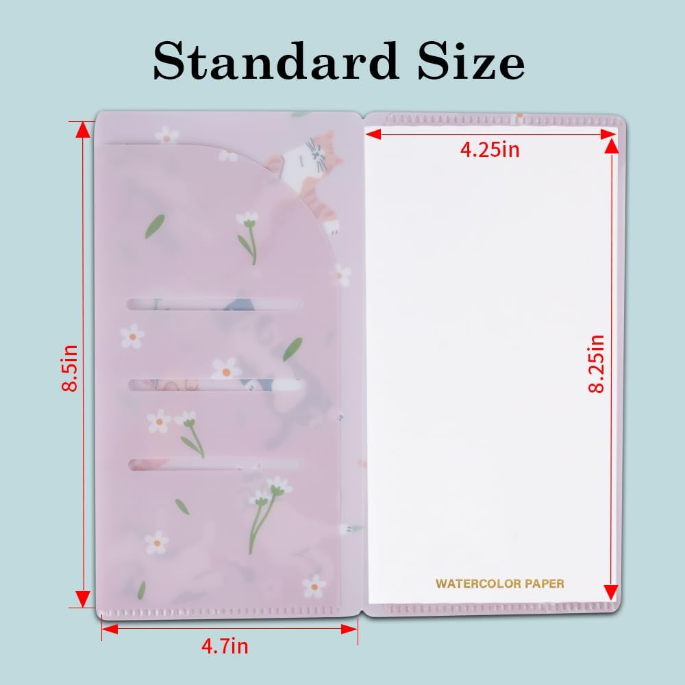 qianshan Travelers Notebook Inserts with PVC Sleeve,Undated Weekly Planner,Weekly To Do List Notepad,TN Journal,30 Sheets,8.5" x 4.7",Pocket Travelers Notebook for Journals,Diaries,Planners,Pink Cat