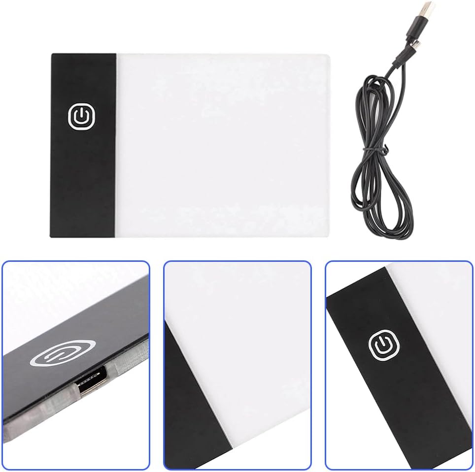 Msiud LED Light Board, A6 Portable Box Tracer Function Brightness Adjustable Tracing Flip Book Tablet Copy Paint Pad Drawing Sketching Power Artcraft Transferring Streaming Animation Stenciling