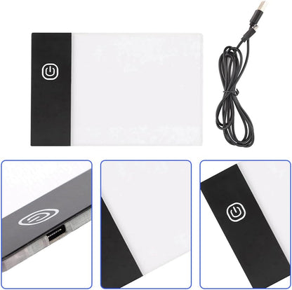 Msiud LED Light Board, A6 Portable Box Tracer Function Brightness Adjustable Tracing Flip Book Tablet Copy Paint Pad Drawing Sketching Power Artcraft Transferring Streaming Animation Stenciling