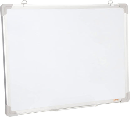 VEVOR Magnetic Glass Whiteboard, Dry Erase Board 36"x24", Wall-Mounted Large White Glassboard Frameless, with Marker Tray, an Eraser and 2 Markers, Black