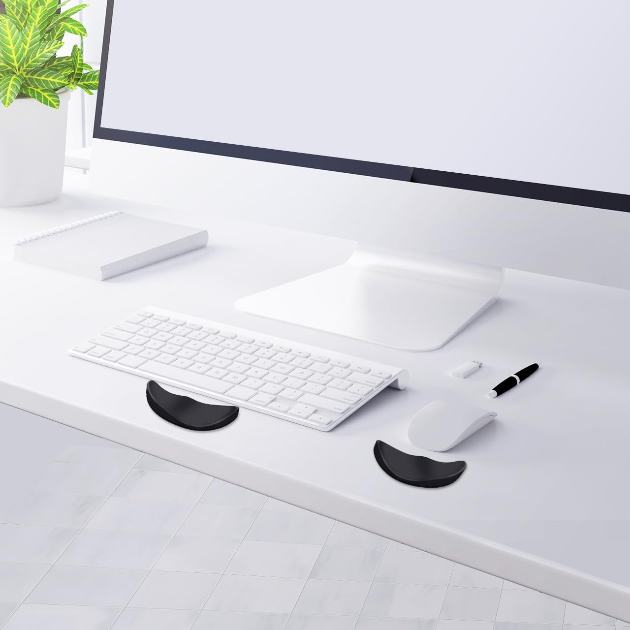 JIKIOU Right-Handed Truly Ergonomic Wrist Rest for Mouse 2 Pack, Carpal Tunnel Support, Pain Relief, Anti-Fatigue, Easy Glide, Office Computer Laptop Gaming Black