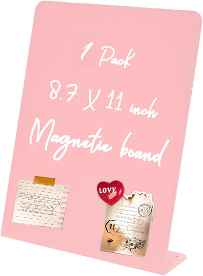 Magnet Board - Pink, 11 x 12.6 x 2.4 in, Standing Magnetic Board for Desk, Magnetic Display for Memos, Photos & Documents, Bulletin Board for Home Office School Kitchen Table Supplies(PK-FX2832-1P)