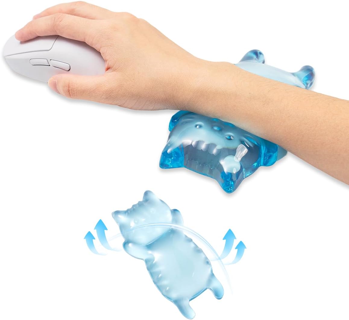 Ergonomic Gel Mouse Wrist Rest – Clear Cute Cat Mouse Wrist Rest, Comfort & Support for Typing and Gaming (Pink)