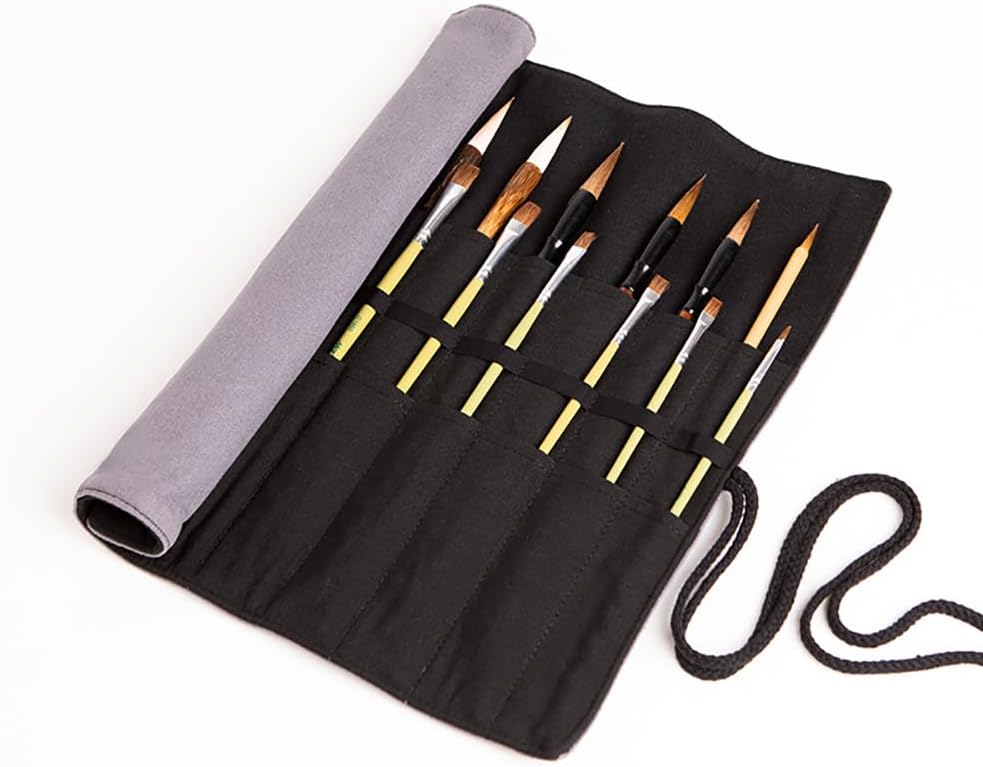 Funny live Paint Brush Holder Art Supplies, Artist Brush Holder & Art Supply Storage Organizer Roll-Up Case Bag, Protect Acrylic Oil Watercolor Paintbrushes (Peony-20 Slot Pockets)