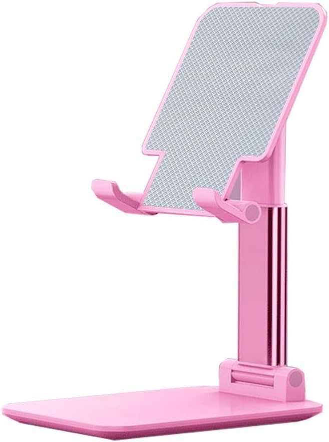 Phone Stand, PhoneHolder for Desk Anti-Slip Cute OfficeAccessories Forldable Cell PhoneHolder Compatible with iPhones, AllMobile Phones, White-Silver, Pro