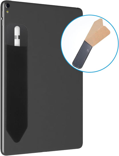 Bremorou 2 Pcs Universal Stylus Holder Adhesive Pencil Protected Sleeve Case Elastic Pens Holder Storage Pouch Pocket Accessories for Tablet Laptop Case Notebook Outdoor Black 7.28 × 1.57 Inch