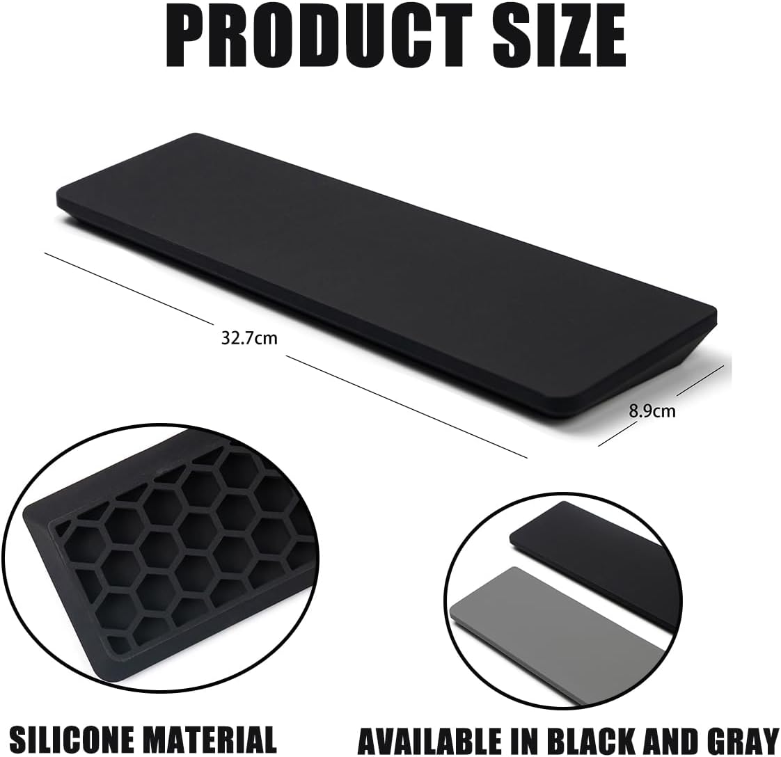 Ergonomic 75% Keyboard Wrist Rest-12.8" Silicone Non-Slip Keyboard Cushion, Computer Wrist Rest, Relief of Hand Pain(Grey)