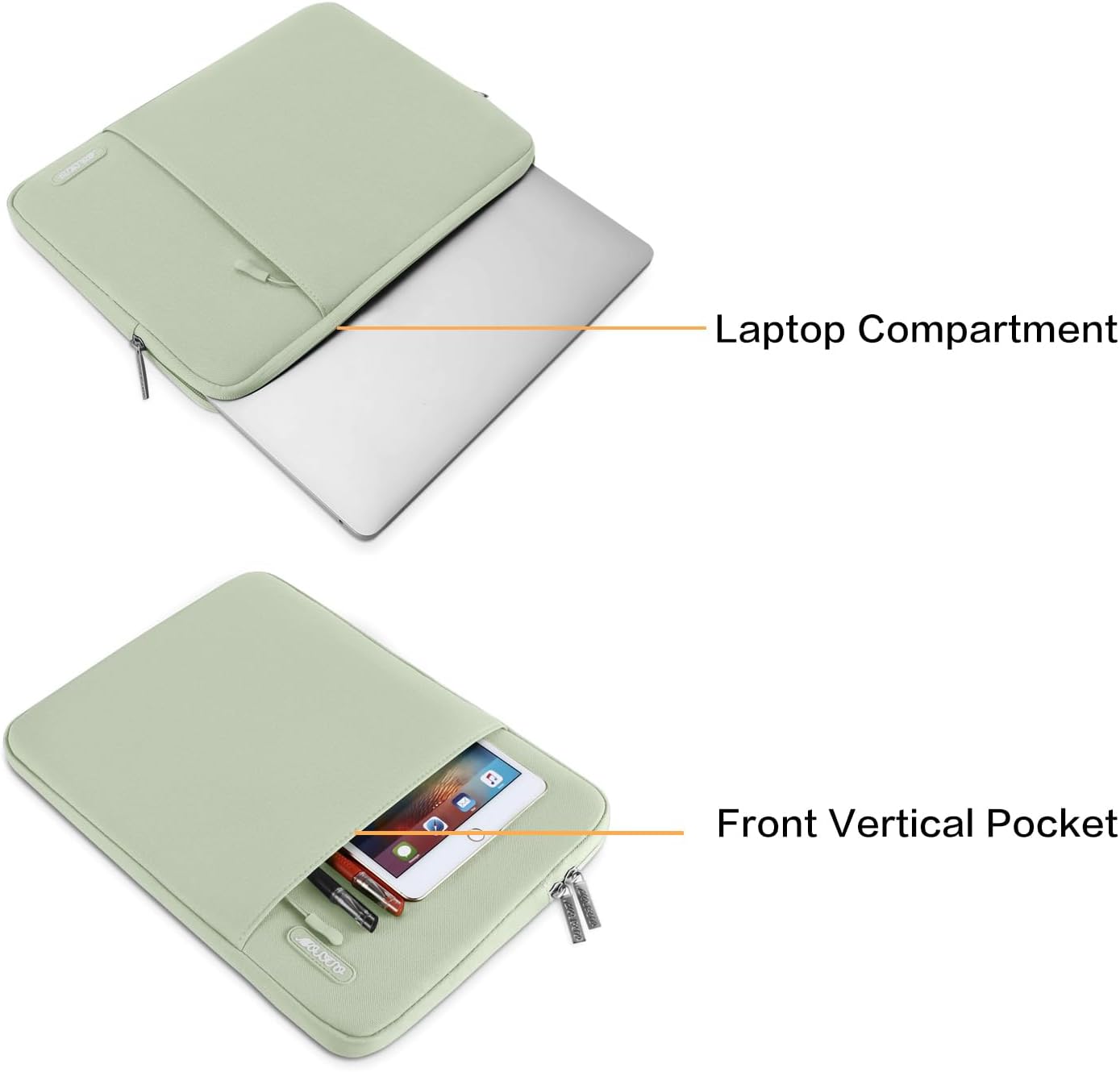 MOSISO Laptop Case 13.3 inch, 13-13.3 inch Laptop Sleeve Compatible with MacBook Air/Pro 13/Pro 14 M5 M4 M3 M2 M1, HP Dell ASUS Lenovo,Polyester Vertical Computer Sleeve Bag with Pocket, Antique Green - Colors B