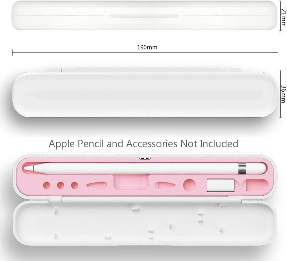 YINVA Pencil Case for Apple Pencil 1st/2nd Generation, Holder and Storage Box for iPad Pencil Accessories, Tips (Pink)