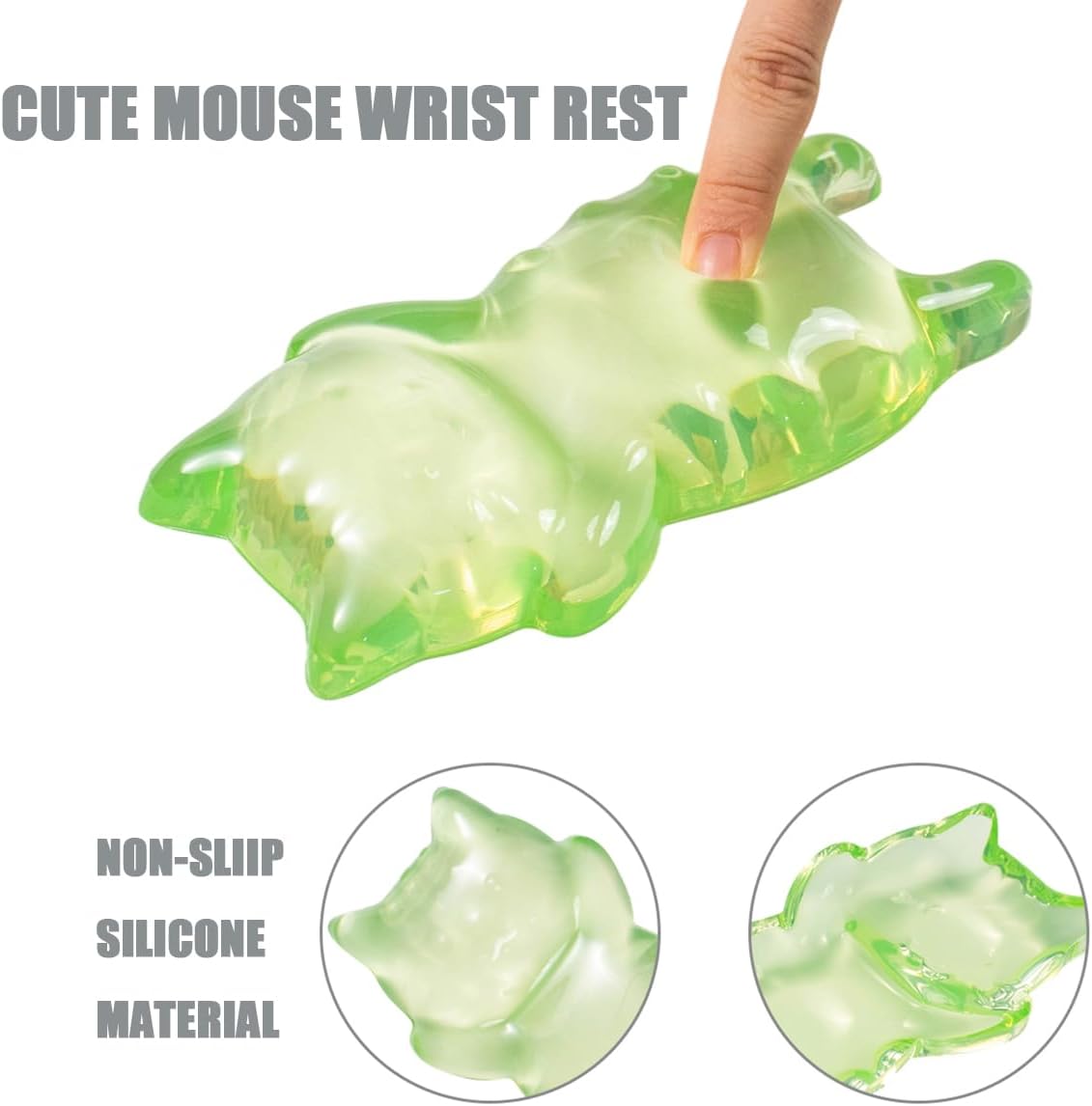 Ergonomic Gel Mouse Wrist Rest – Clear Cute Cat Mouse Wrist Rest, Comfort & Support for Typing and Gaming (Pink)