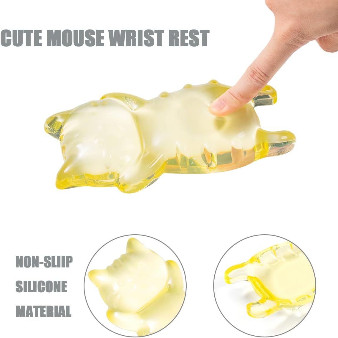 Ergonomic Gel Mouse Wrist Rest – Clear Cute Cat Mouse Wrist Rest, Comfort & Support for Typing and Gaming (Pink)