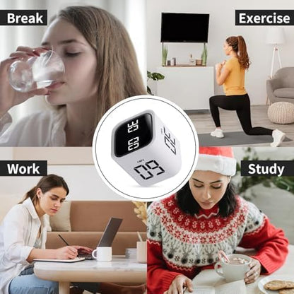 Productivity Timer Flip Gravity Sensor Cube Timer Countdown & Countup,Mute & Vibrate & Sound，5/10/30/60min & Custom Timing, Perfect for ADHD,Work,Learning,Kitchen Cooking (1Black)