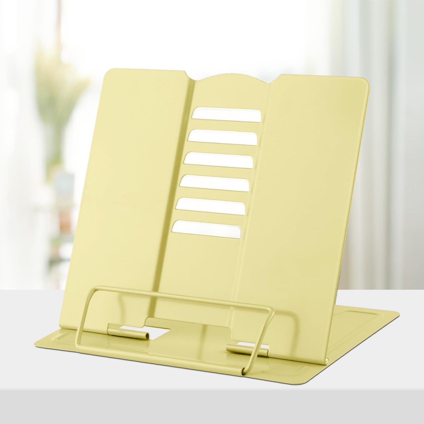 Honagu Book Stand Metal Desk Book Holder, Book Holders for Reading Hands Free, Adjustable Cookbook Documents Holder, Portable Bookstand for Music Books, Textbook, Recipe, Tablet, Ipad (Black)