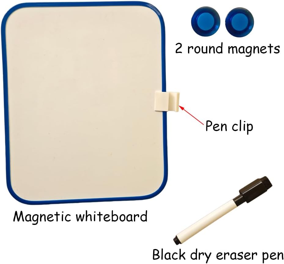 Small Dry Erase Board，Fridge Whiteboard，6" X 8" with Dry Erase Markers Magnetic and 2 Magnets，Mini Whiteboard for Office Door，School Lockers（White）