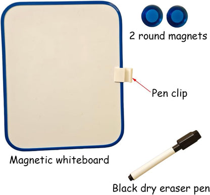 Small Dry Erase Board，Fridge Whiteboard，6" X 8" with Dry Erase Markers Magnetic and 2 Magnets，Mini Whiteboard for Office Door，School Lockers（White）