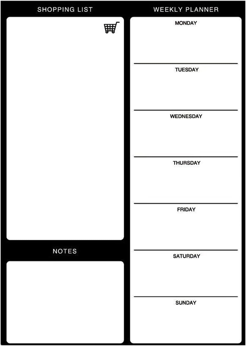 Magnetic Weekly Meal Planner for Refrigerator, 8x12'' Dry Erase Menu Board, Stain Resistant Whiteboard, Strong Magnetic Backing, Ideal for Families, Students, Roommates, Notes, Grocery Lists (A)