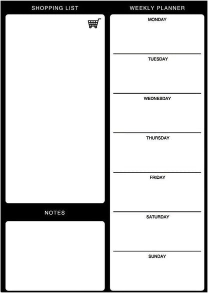 Magnetic Weekly Meal Planner for Refrigerator, 8x12'' Dry Erase Menu Board, Stain Resistant Whiteboard, Strong Magnetic Backing, Ideal for Families, Students, Roommates, Notes, Grocery Lists (A)