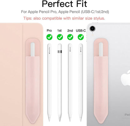 MoKo Pencil Holder Sticker Fit Apple Pencil Pro, Apple Pencil (USB-C), iPencil 1st/2nd Generation, Elastic Pencil Pocket Pouch Adhesive Sleeve Attached to iPad Case for Stylus Pens,Black