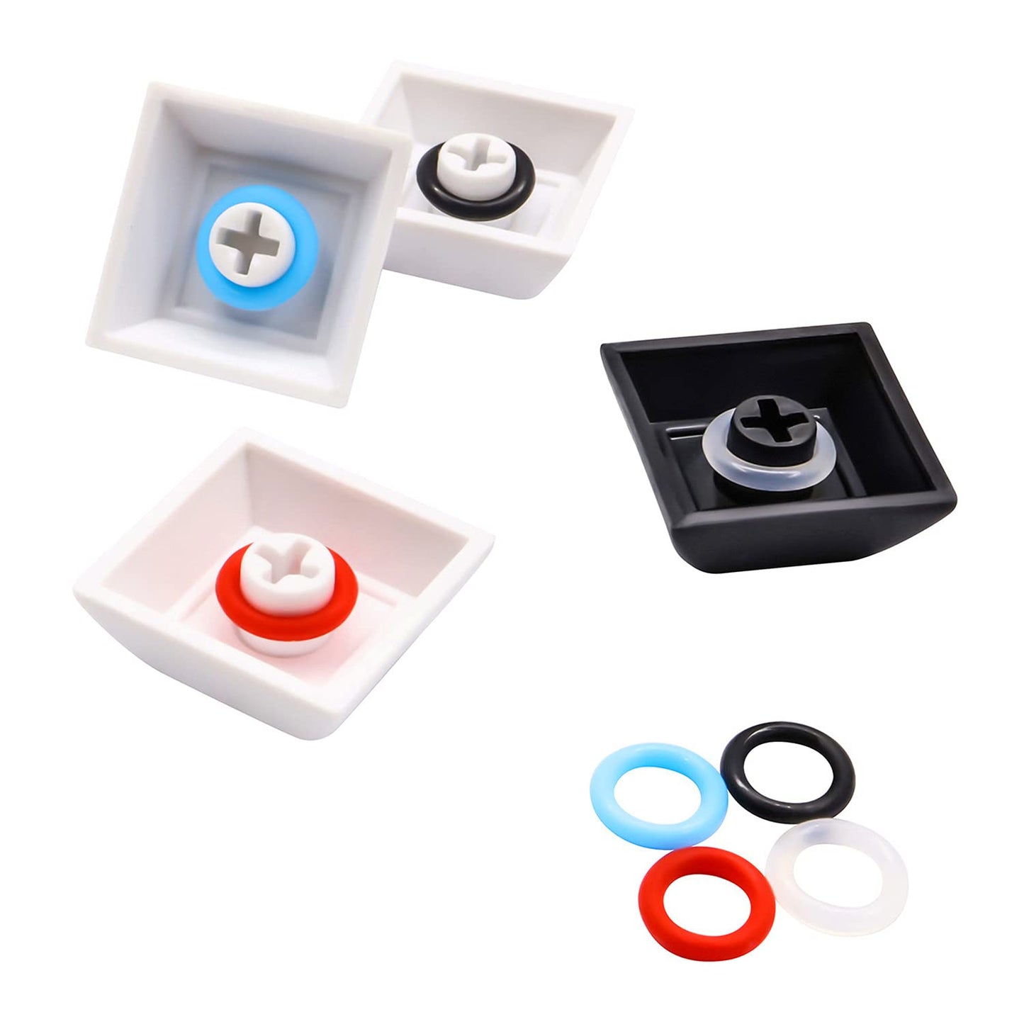 120Pcs Clear Rubber O-Ring Keyboard, O-Rings Keycaps, Switch Dampeners Keycap, for Cherry MX Key Switch Keyboards Dampers,White