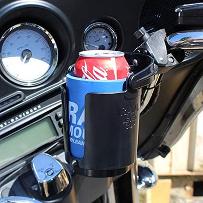 RAM Mounts Tough-Claw Mount Cup Holder, Level Cup 16oz Self-Leveling Drink Holder with B Size 1" Ball, Handlebar & Rail Clamp RAM-B-132-400U