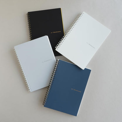 Maruman Mnemosyne Lined Notebook- Vertical A5, 5.83" x 8.27", 70 Sheets / 140 Pages, 7mm College Ruled With Center Line Journal, Perforated Pages & Wire-Bound to Lay Flat, Black, Made in Japan - Colors A