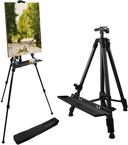 Art Easel Stand for Painting and Sign - RRFTOK 17 to 66 Inch Adjustable Aluminum Tripod Easels for Display, Portable Canvas and Poster Stand with Carry Bag for Beginners, Students and Classroom Use