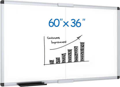 VIZ-PRO Magnetic Dry Erase Board, 24 X 18 Inches, Silver Aluminium Frame
