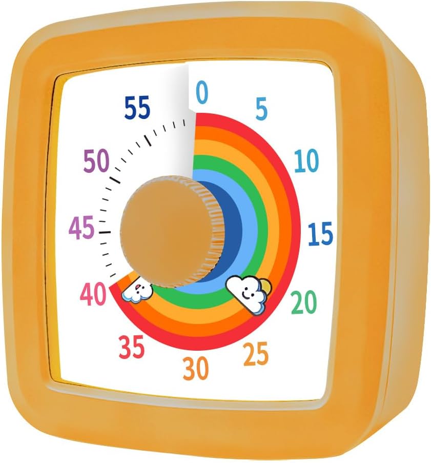 Visual Timer for Kids & Adults, 60 Minute Rainbow Countdown Timer, Time Management Tool for Classroom, Home, Kitchen, Office, School