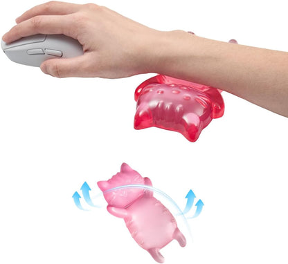 Ergonomic Gel Mouse Wrist Rest – Clear Cute Cat Mouse Wrist Rest, Comfort & Support for Typing and Gaming (Pink)